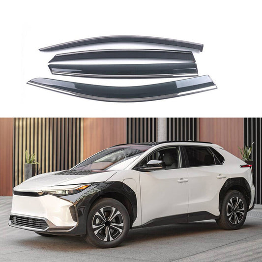 for Toyota BZ4X 2023 Window Side Visor Sun Rain Guard Vent Deflector W/Chrome 4x