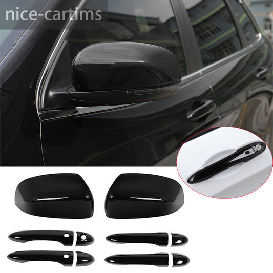 Black Side Rearview Mirror Door Handle Trim for Jeep Cherokee 14+ Compass 2017+