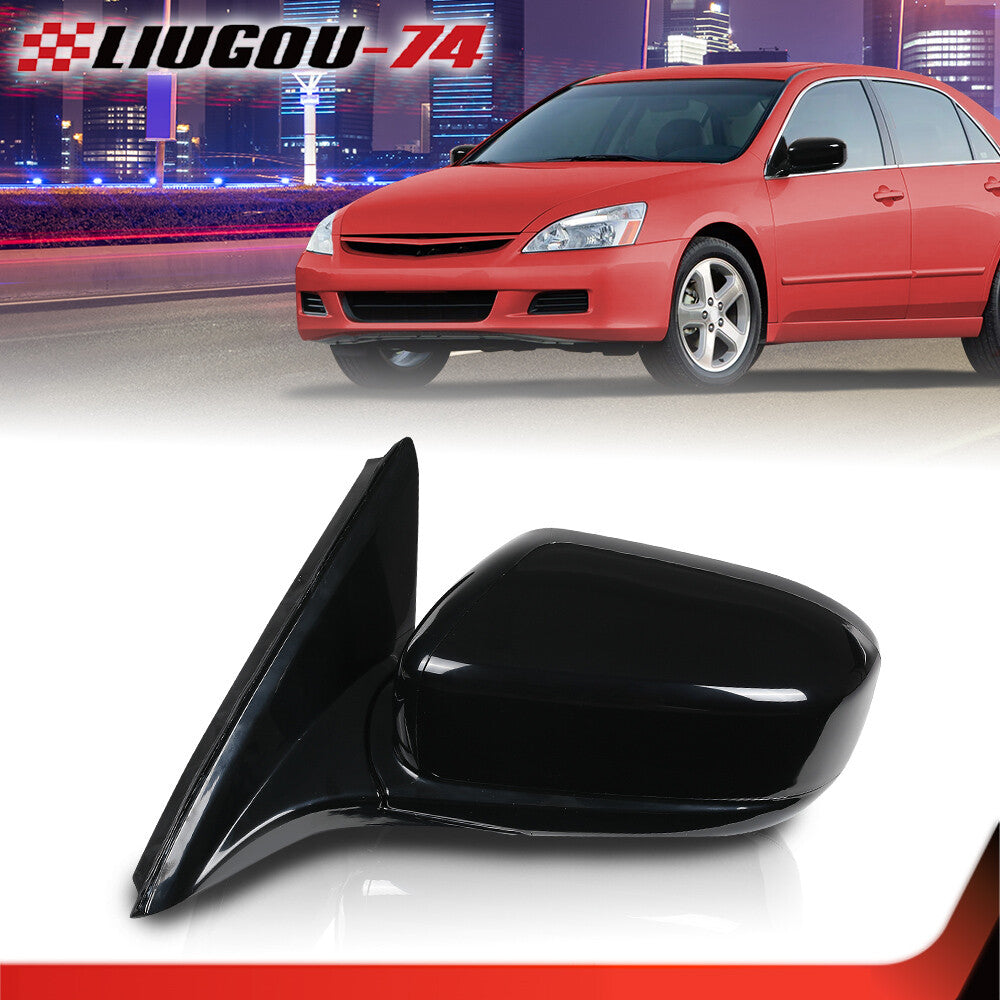 Front power mirror suitable for Honda Accord sedans 2003-2007, driver's side gloss black.