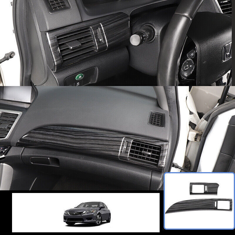 for Honda Accord 2014-2017 Black Wood Grain for Co -Pilot Dash Strip Air Vent Cover