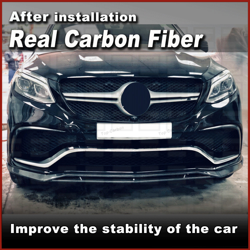 REAL CARBON Front Bumper Lip Wing Spoiler for Mercedes-Benz GLE63 2015-2018