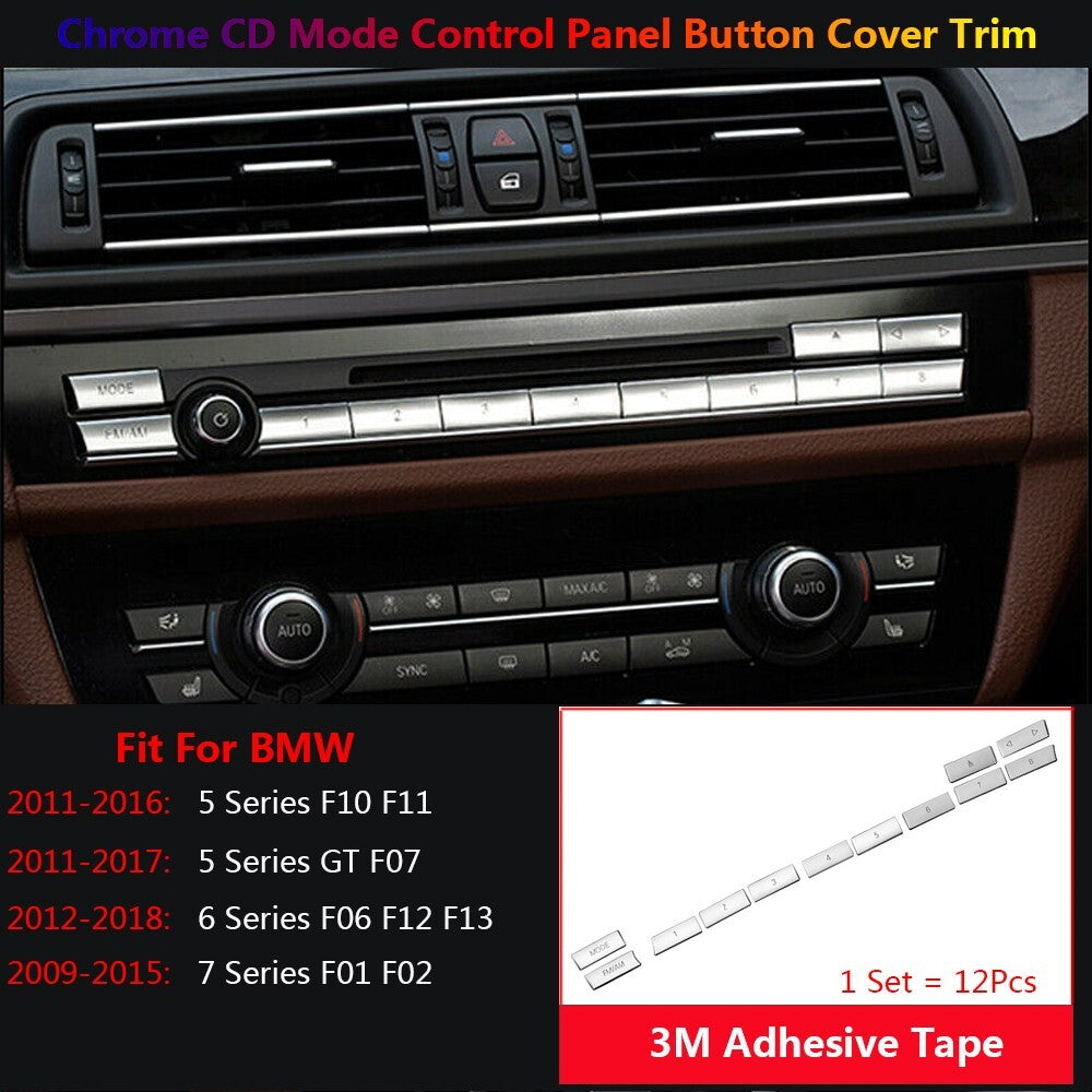 for BMW 5 6 7 F10 F07 F06 F01 Car Center Control CD Panel Buttons Cover Stickers