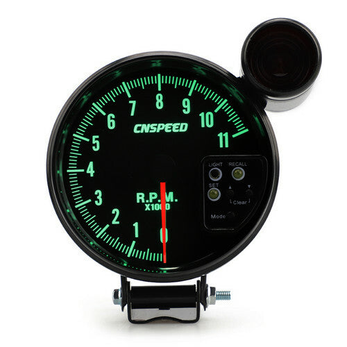 7-color backlit LED 11K RPM tachometer + shift light, black, 5-inch/120mm