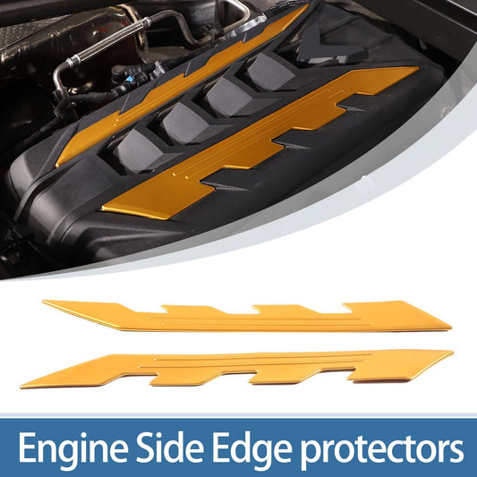Yellow engine side panel cover trim aluminum alloy 2-piece set for Corvette C8 2020 - 2023