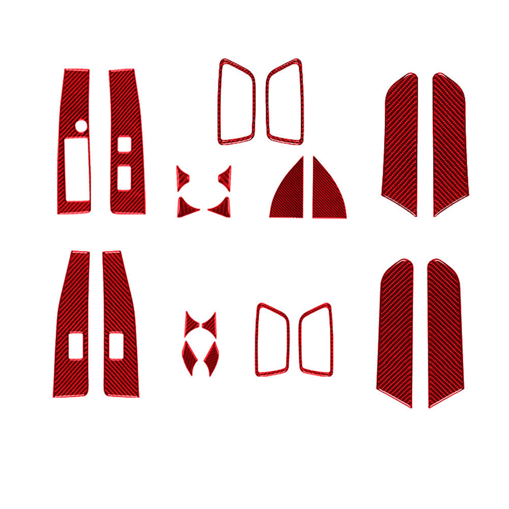 22Pcs Red Carbon Fiber Door Control Kit Cover Trim for Toyota Tacoma 2016-2021