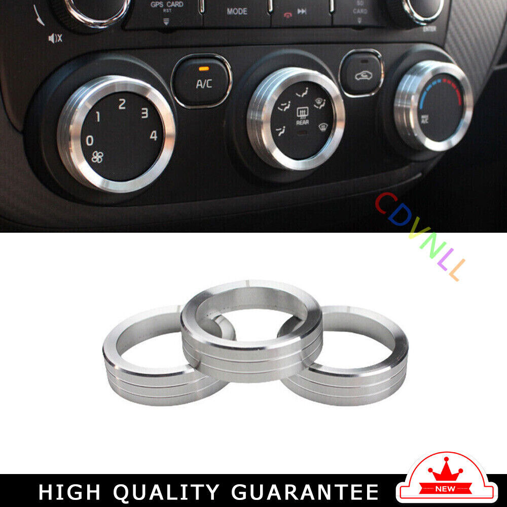 Console AC Switch Control Button Ring Trim for Kia K3 2014-2018 Silver Aluminum