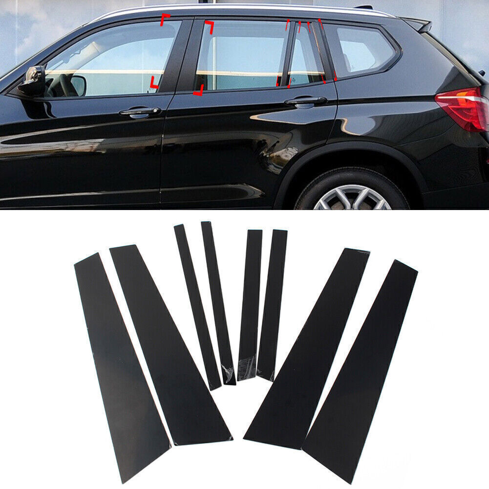 for BMW X3 F25 11-2017 Piano Black Pillar Posts Door Window Molding Strip Trims