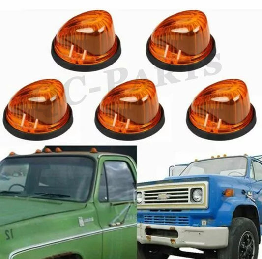 5-piece roof cab light gap marker amber protective cover with base for 73-87 for Chevrolet C/K series