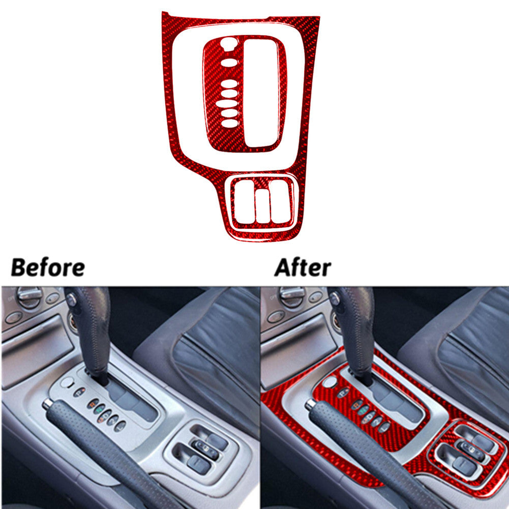 3Pcs Red Carbon Fiber Console Gear Shift Panel Trim for Toyota Celica 2001-2005