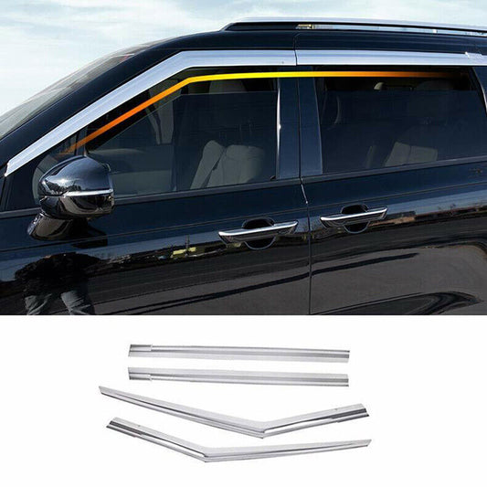 for Kia Carnival 22-24 Chrome Window Visor Vent Sun Shade Rain Guard Door Visor