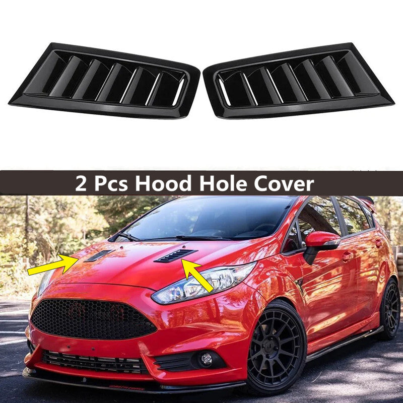 2x Black Car Front Hood Side Air Flow Vent Intake Scoop Hole Cover Trim Sticker