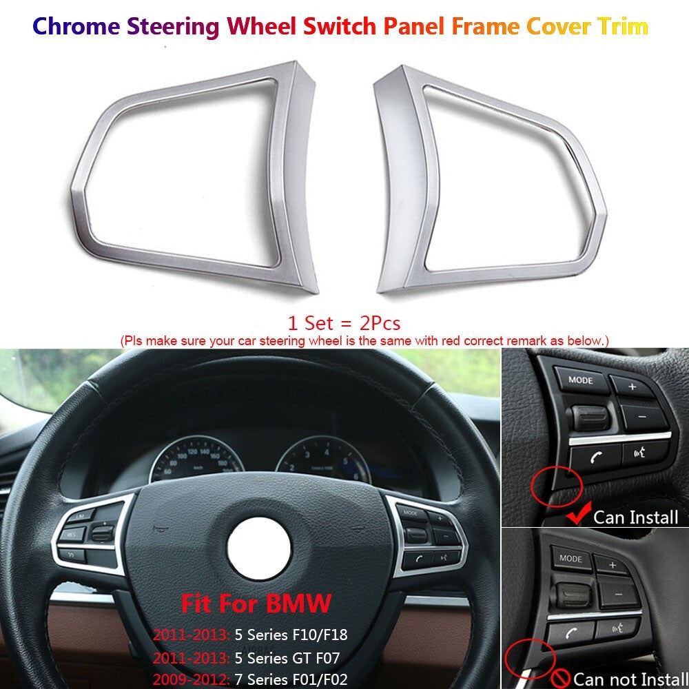 2Pcs for BMW 5 7 Series F10 F07 F01 Car Interior Steering Wheel Buton Cover Trim