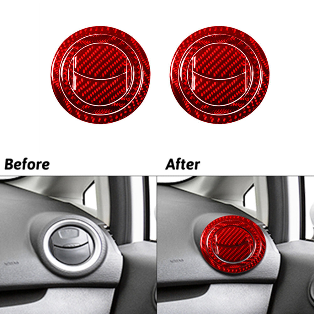 2x Red Carbon Fiber Interior Side Air Vent Cover Trim for Ford Fiesta 2011-2015