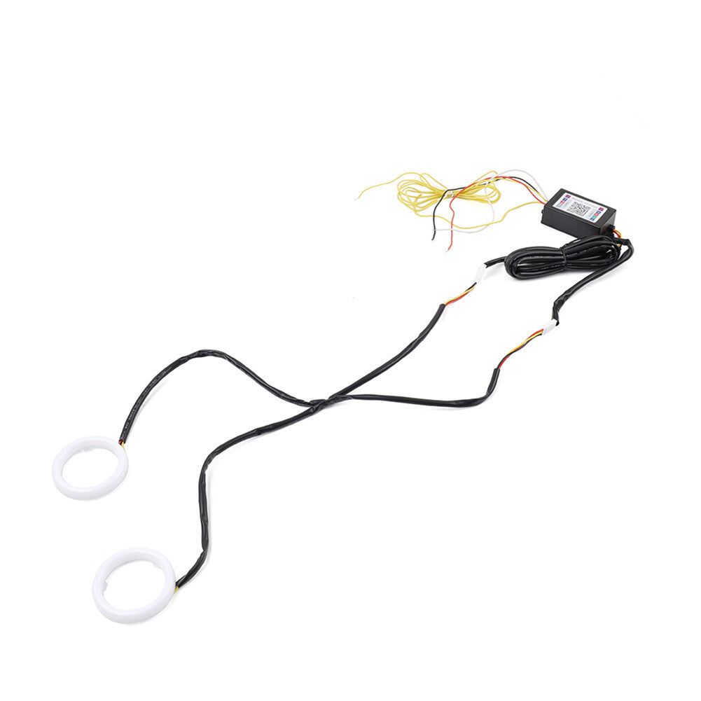Phone Control Angel Eye Lights Halo Rings Headlight DRL Retrofit RGB