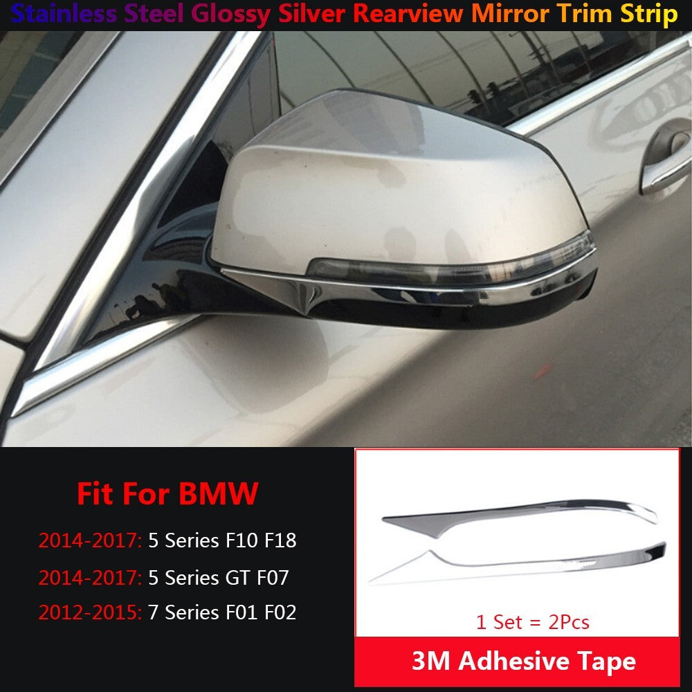 Stainless for BMW 5 7 F10 F07 F01 Car Exterior Rear View Mirror Strip Cover Trim