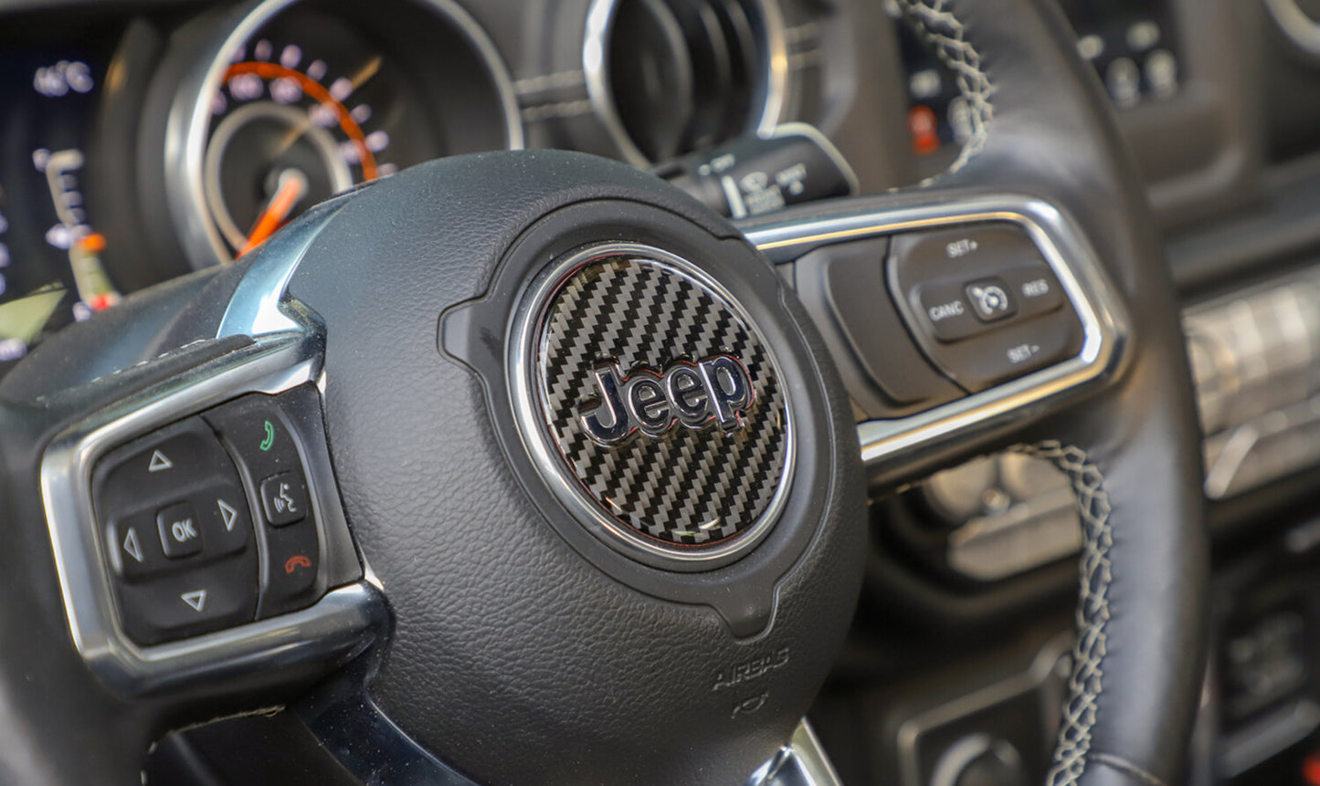 for Jeep for Wrangler JL 2018-2022 Steering Wheel Cover Trim Real Carbon Fiber 1PCS