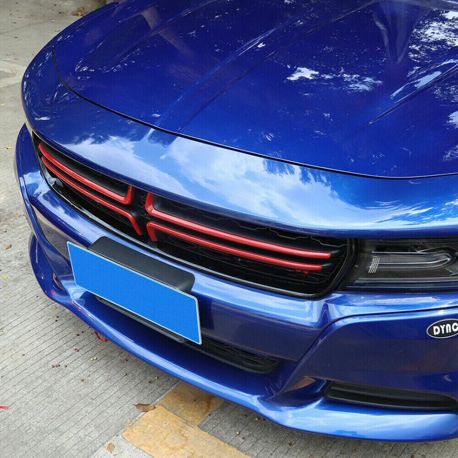 ABS, red exterior front grille, grille insert strip trim, 4P, suitable for 15-23 for Dodge Charger SXT