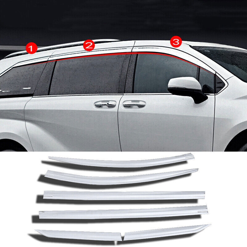 W/Chrome Window Visor Vent Sun Rain Guard Trim Decor for Toyota for Sienna 2021-2024
