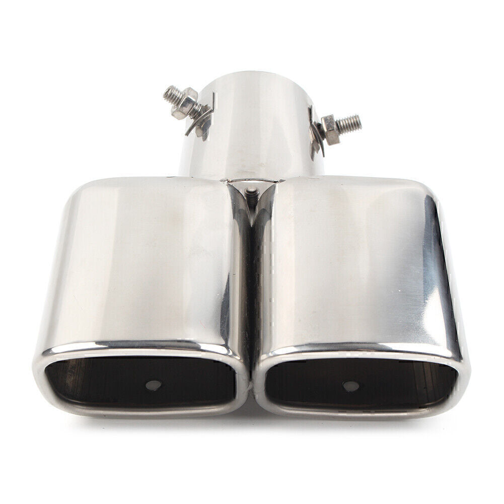 Universal 63mm 2.5 inch Tail Muffler Rear Exhaust Silencer Pipe Tip Dual Outlet