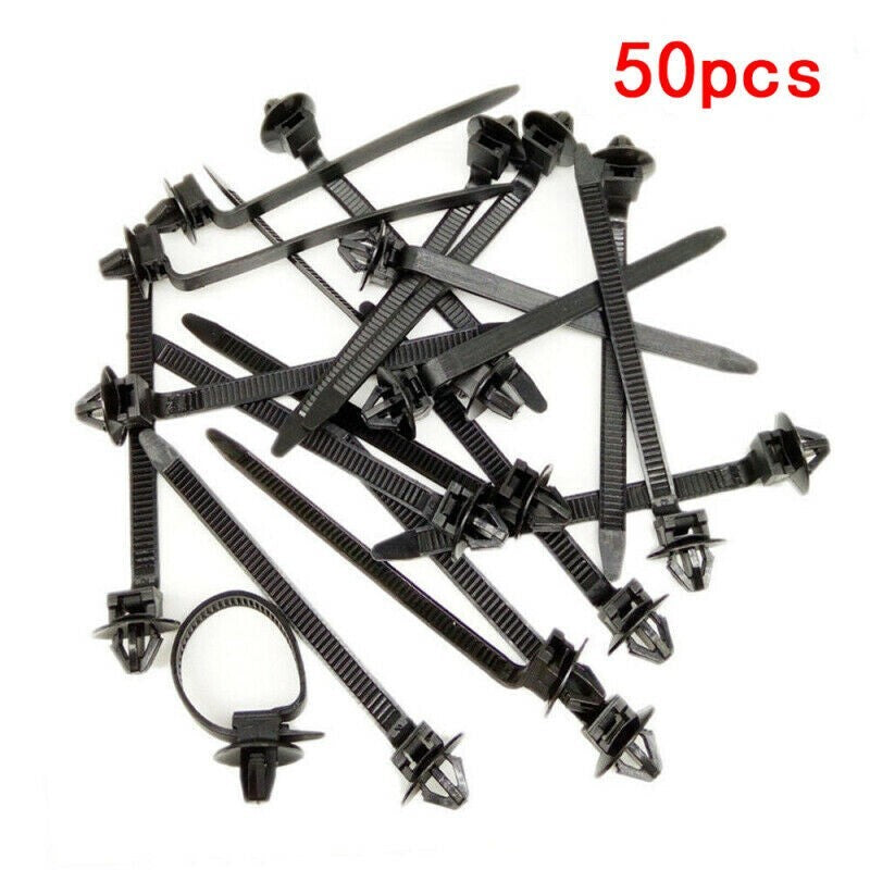 50 X Nylon Cable Tie Fastener Clips Car Loom Hose Clamp Fastening Zip Strap CYX