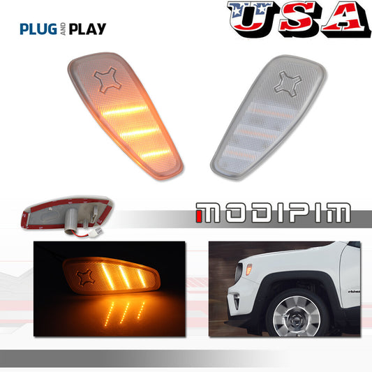 Transparent lens front marker light, amber LED replacement part for Renegade 2015-2023.