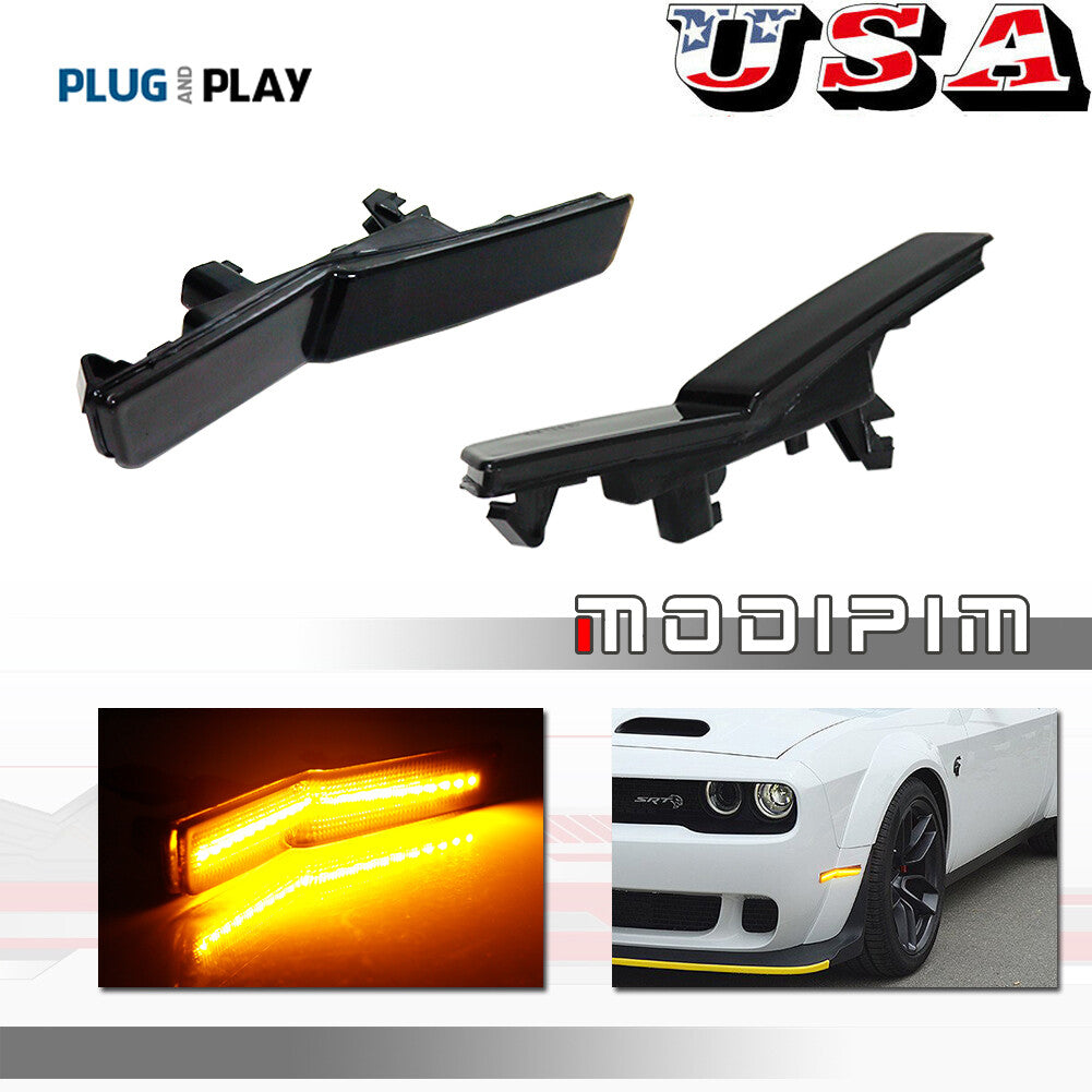 Smoked amber front fender side marker lights for the 2018 for Dodge for Challenger Widebody.