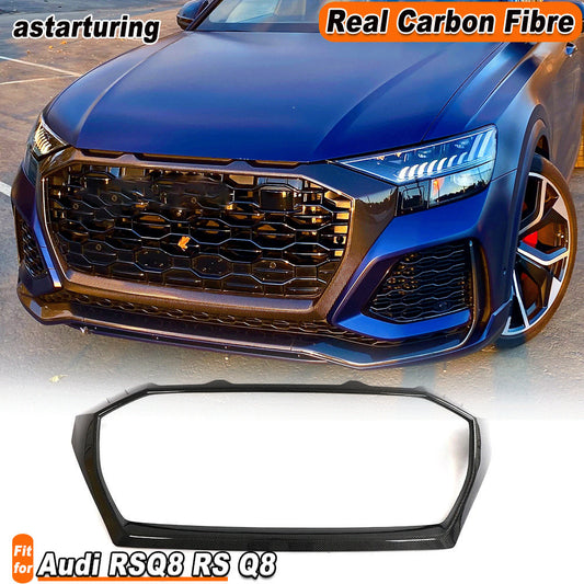 for Audi RSQ8 RS Q8 2020-2023 REAL CARBON Front Kidney Grille Bumper Grill Cover