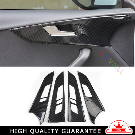 Inner Car Inner Door Panel Cover Trim 4PCS for Audi A4L 2017-2019 Carbon Fiber