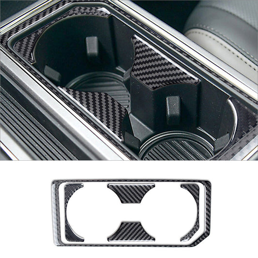 Carbon Fiber Interior Front Water Cupholder Cover Trim for Ford F-150 2015-2020