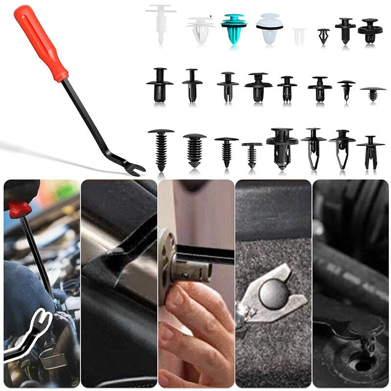 800-piece pack of auto fasteners, push-to-fit plastic clips, rivets, bumpers