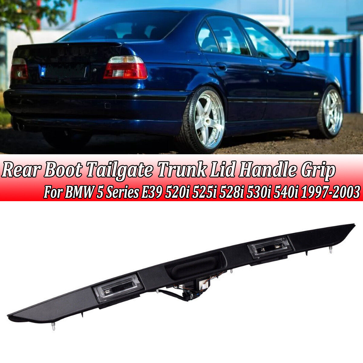 Boot-shaped trunk lid handle with key button for BMW 5 Series E39 51138185790
