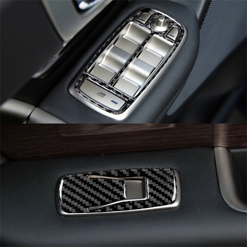 Carbon Fiber Interior Window Lift Switch Button Panel Trim for Jaguar XF 2009-11