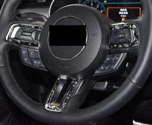Car for Ford for Mustang 15-22 Forged Carbon Fiber Steering Wheel Strip Cover Trim