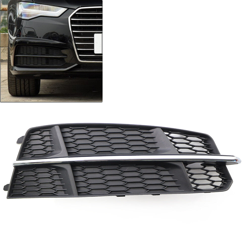 Front Bumper Lower Side Grille for Audi A6 C7 S-Line 2014-18 Black Chrome Right