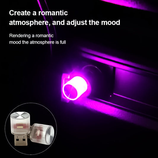 2Pcs x Car Interior Accessories for Mini USB LED Light Neon Atmosphere Parts 7 Color