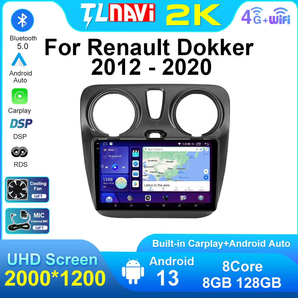 for Renault Lodgy for Dacia Dokker 2012-2020 CarPlay Car Radio GPS Player Screen