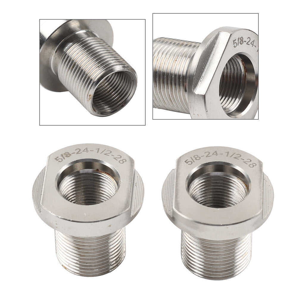 2 Pack Stainless Steel Silver Thread Convert Adapter Connector 1/2x28 to 5/8x24