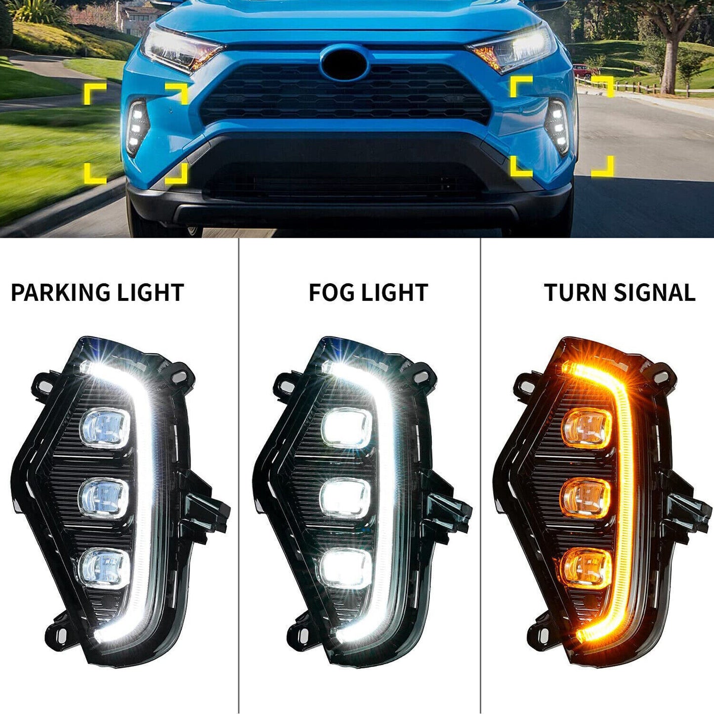 for Toyota RAV4 2019-23 LED Turn Signal Fog Lamp DRL Daytime Running Light Refit