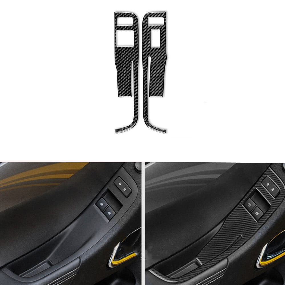 2x Carbon Fiber Window Switch Control Trim for Chevrolet Camaro 2010-2015 Type A