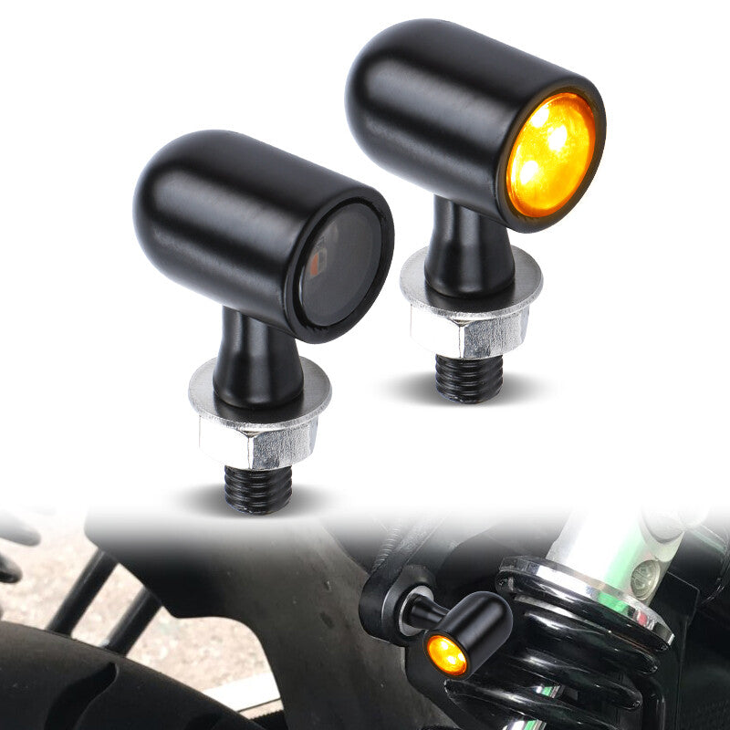 2X Black Motorcycle LED for Mini Turn Signal Light Indicator For Bobber Cafe Racer