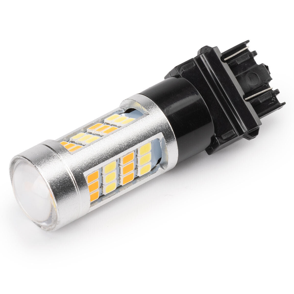 4PCS White/Amber 3157 6000k LED DRL Switchback Turn Signal Parking Light Bulb