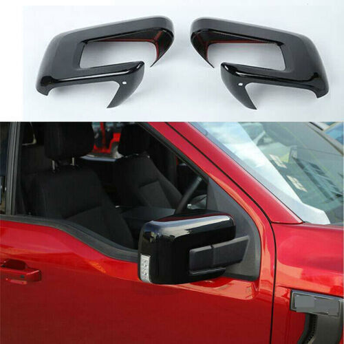 for Ford F150 F-150 2021-2023 ABS Glossy Black Rearview Mirror Cover Cap Trim 2x