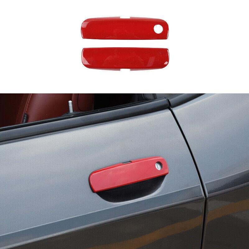 Fit for Dodge for Challenger 2012-2021 Red ABS Outside Door Handle Cover Trim 2pcs