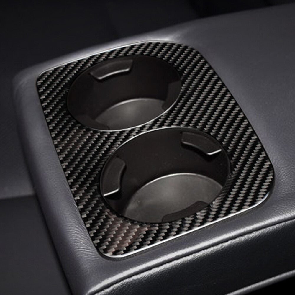 Carbon Fiber Rear for Seat Cup Holder Panel Cover Trim for Subaru Forester 2013-2018