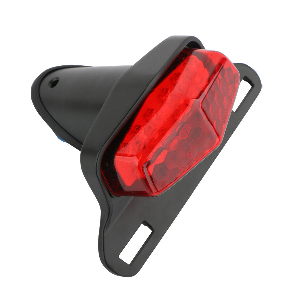 Black LED taillights and license plate lights for motorcycles suitable for Harley Chopper Cafe Race.