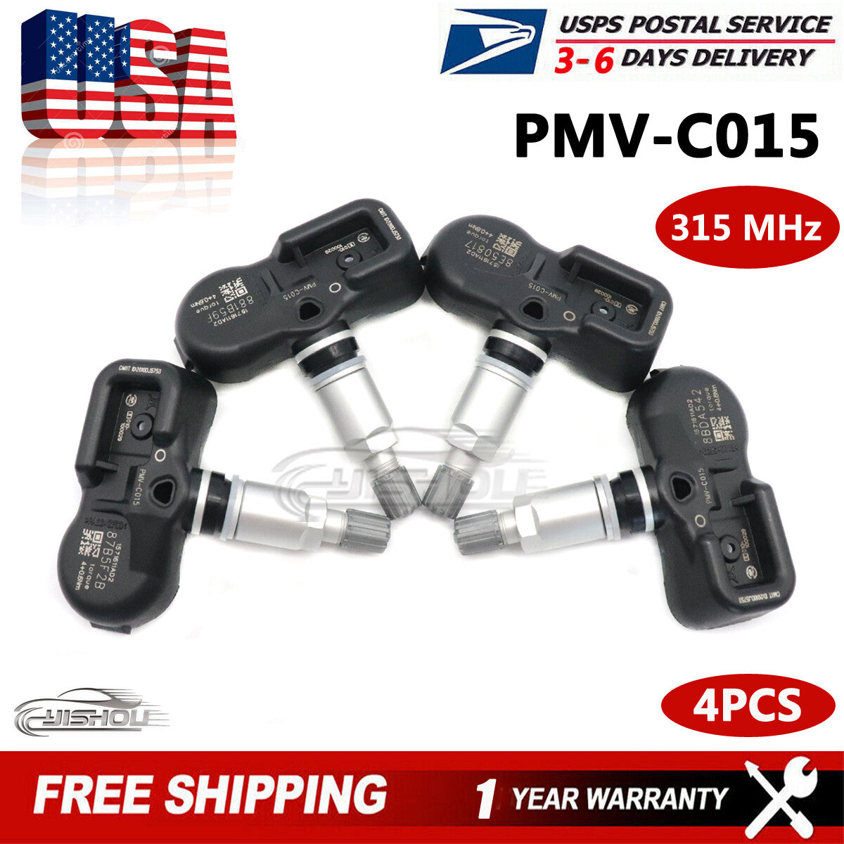 4PCS Tire Pressure Sensor TPMS For 2016-2022 for Toyota Tacoma Alloy Wheels 315MHz