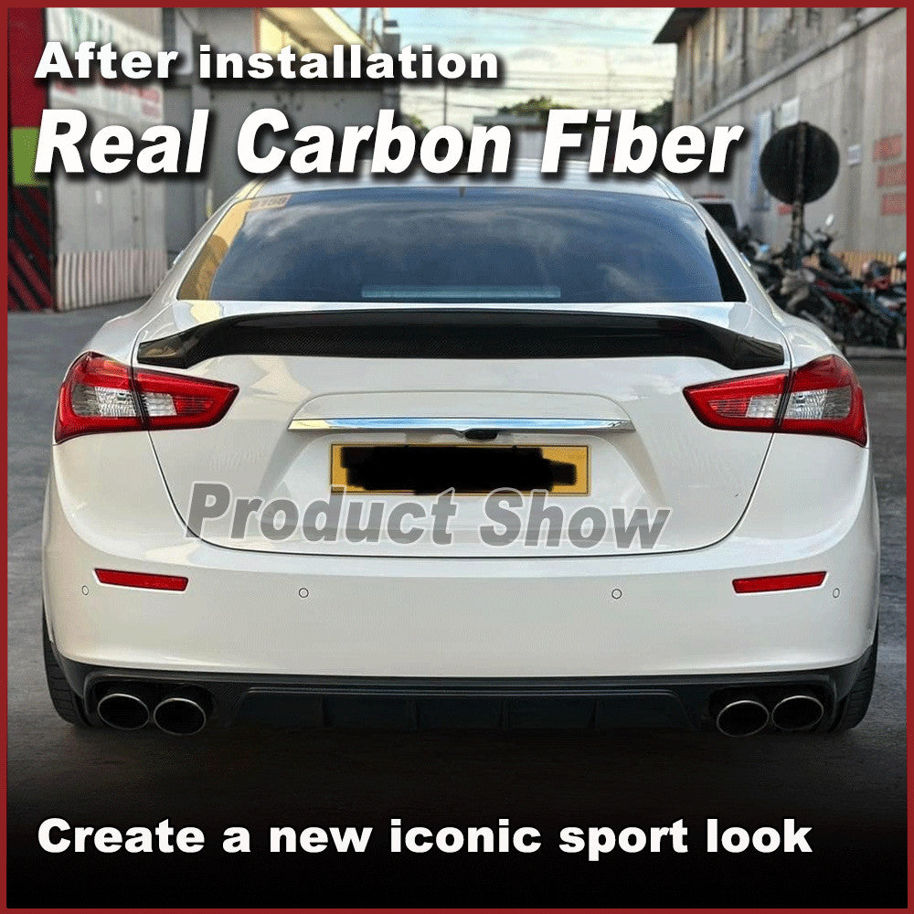for Maserati Ghibli M157 2014-2016 REAL CARBON Rear Trunk Boot Spoiler Wing Lip