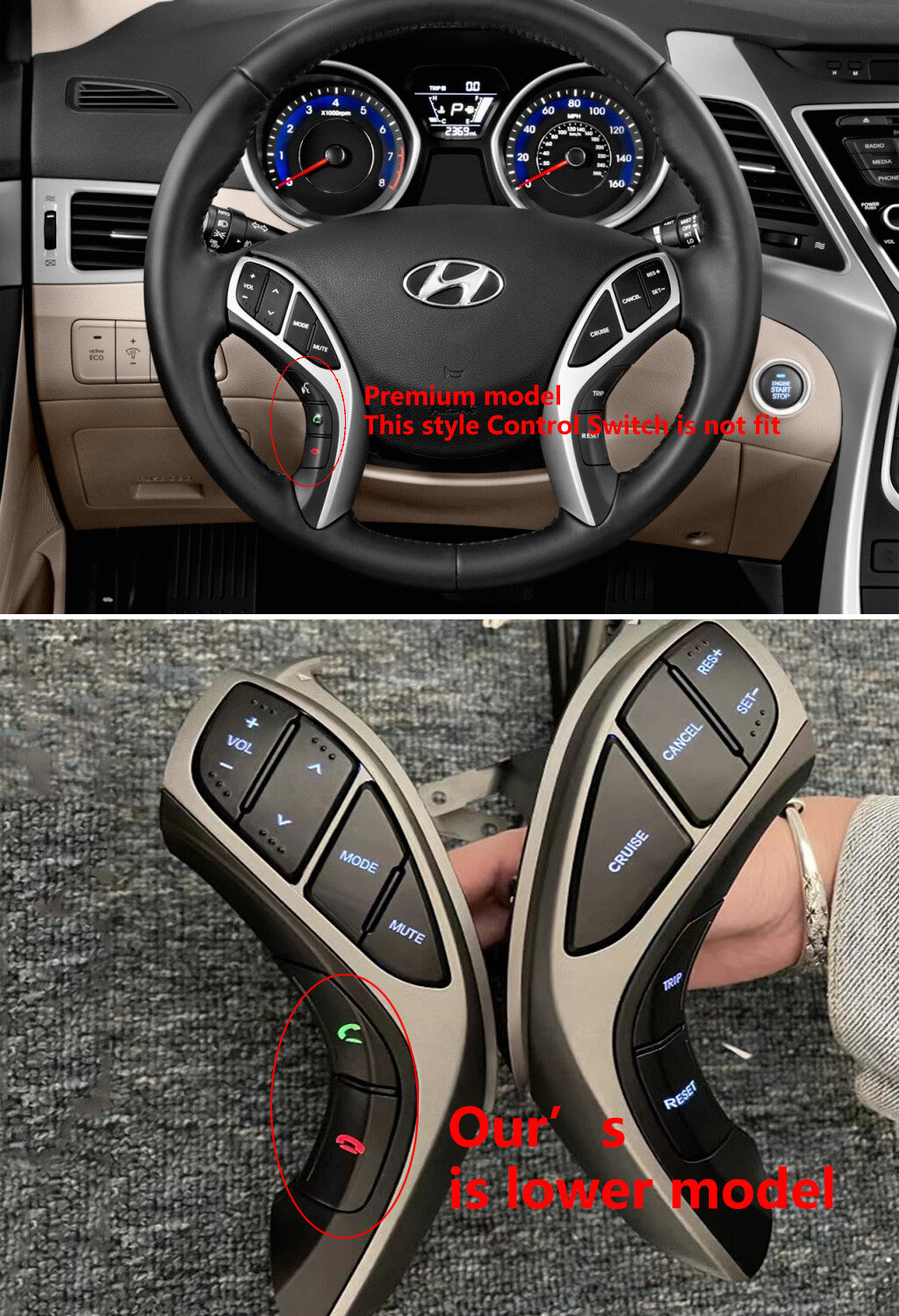 for Hyundai for Elantra MD 11-16 Cruise Audio Steering Wheel Control Switch LH+RH AT