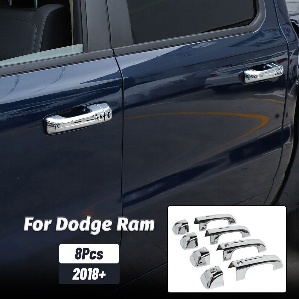 Exterior Door handle Decor Cover Trim for Dodge for Ram 1500 18+ Chrome High-Version