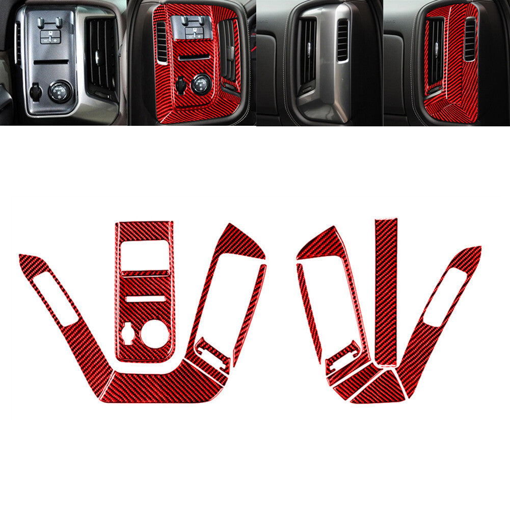 Red Carbon Fiber Side Air Vent Cover Trim For Silverado for GMC for SIERRA 2014-2018 -C